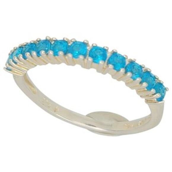 Genuine Neon Apatite Sterling Silver Band Ring 1cttw Size 8.5 - Picture 1 of 7